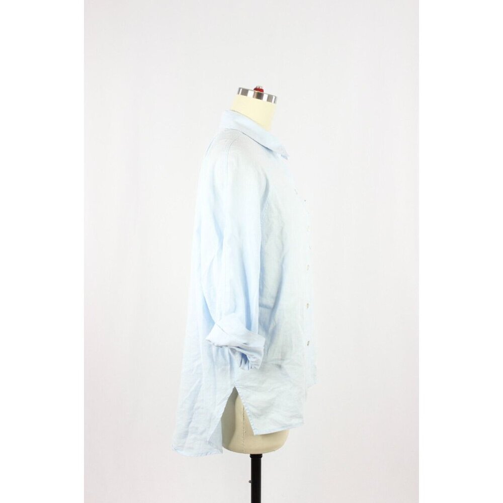 Aritzia WILFRED FREE Light Blue Linen Boyfriend Button-Up Shirt Blouse, Size XS - Picture 2 of 15